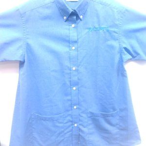 Zaxby s Uniform Collar Shirt Ladies Large Short Sleeves Scrub NEW Light Blue